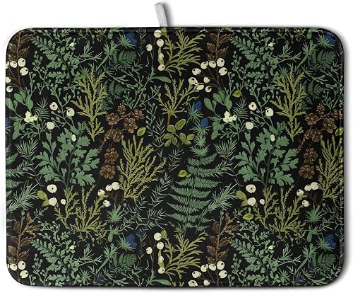 Black Sage Green Plant Dish Drying Mat for Kitchen Counter