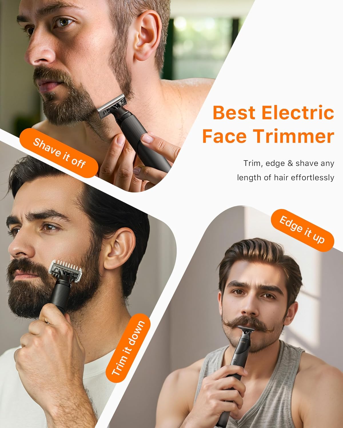 [2026 Upgraded] Beard & Nose Hair Trimmer Kit, [All-in-One] 12 in 1 Rotating Comb, Travel Body Hair Electric Shaver for Men, USB-C Fast Charging, Painless Razor Waterproof Wet/Dry, Black(Pack)