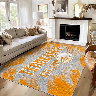 Tennessee Rugs Bedroom Living Room Football Carpet Non-Slip Machine Washable Area Rug for Boys and Man Cave Decor 5' x 7'