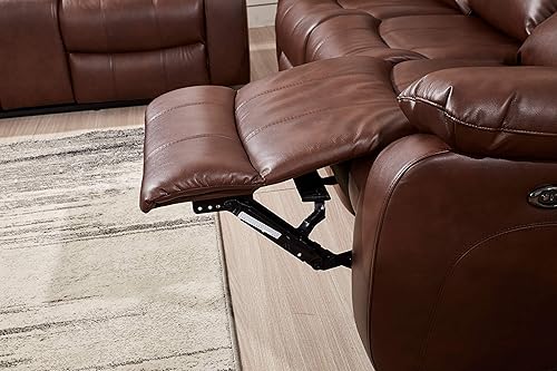 Miniatura 27 de Betsy Furniture Juego de sala de estar de cuero regenerado reclinable eléctrico (marrón, sofá biplaza)