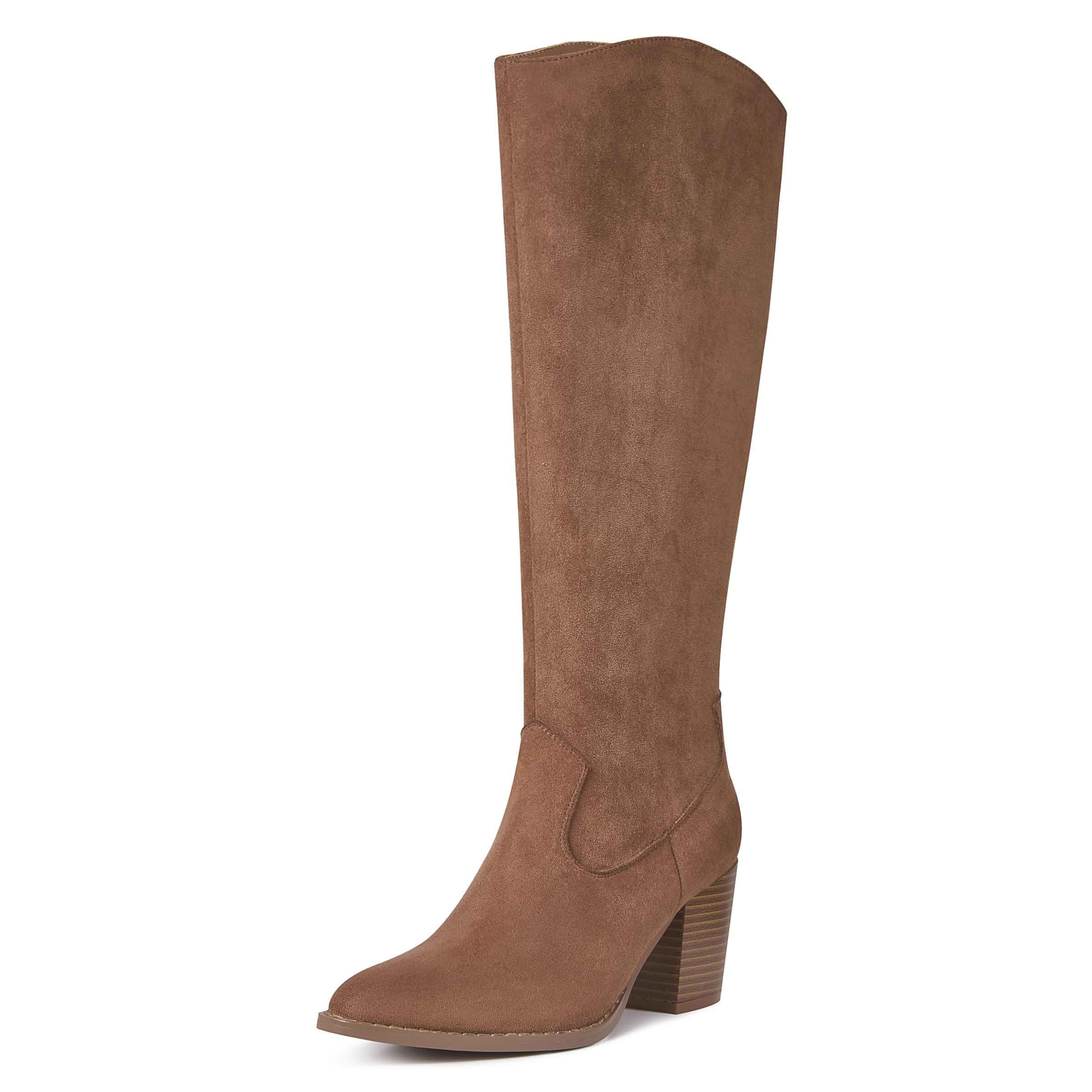 MeiLuSi Womens Knee High Fall Boots 2026 Suede Tall Boots Party Dress Zip 3-inch Chunky Heel,Pointed Toe Slouchy Boots,Long Heeled Boots, Side Zipper, Comfortable Dress Winter Boots, Party, Festival