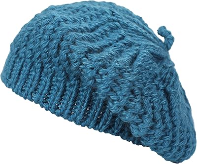 ZLYC Women Winter Wool Slouchy Beret Hat Fashion Knit Berets Cap (Blue)