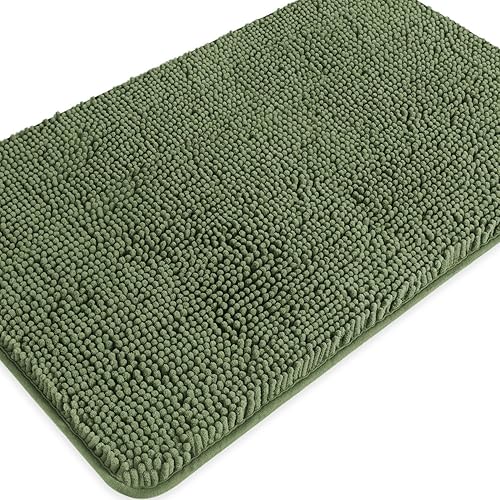 PureSwan Alfombras de baño de color verde oliva, absorbente y lavable, antidesli