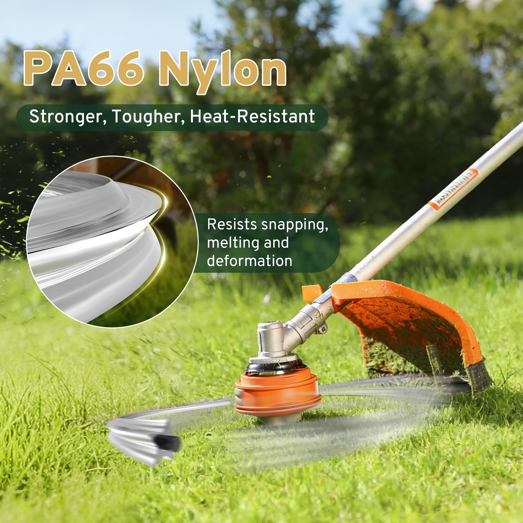 GREELIX Fil Débroussailleuse 3mm x 120m – Profil Étoile en Fil de Coupe Renforcé en Nylon pour Débroussailleuse et Coupe-Bordures, Coupe Nette - 3