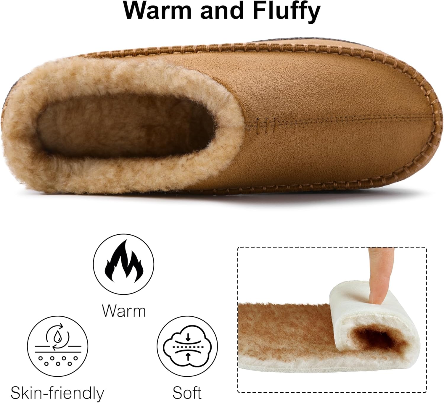 shoeslocker Men's Slippers, Comfy Memory Foam Slip-on Indoor House Shoes - Image 5
