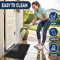 Vista 5 de Smiry Tapete para puerta delantera, entrada exterior, tapete de goma natural resistente, antideslizante, atrapa la suciedad y la humedad, fácil