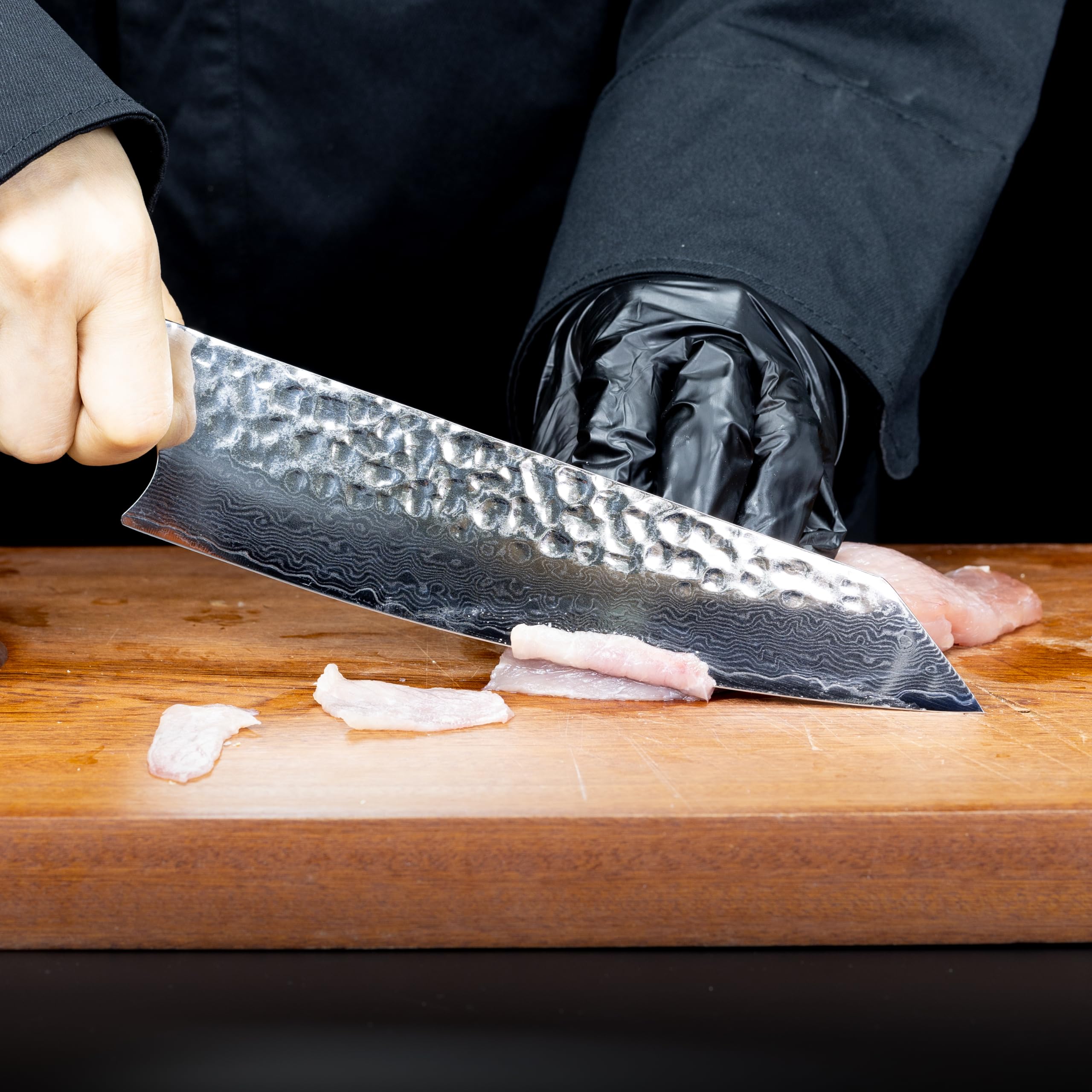 Kitory, couteau Kiritsuke japonais 20cm, lame acier Damas 67 couches 10Cr15CoMoV, manche en bois noir ergonomique, couteau de cuisine professionnel ultra-tranchant polyvalent