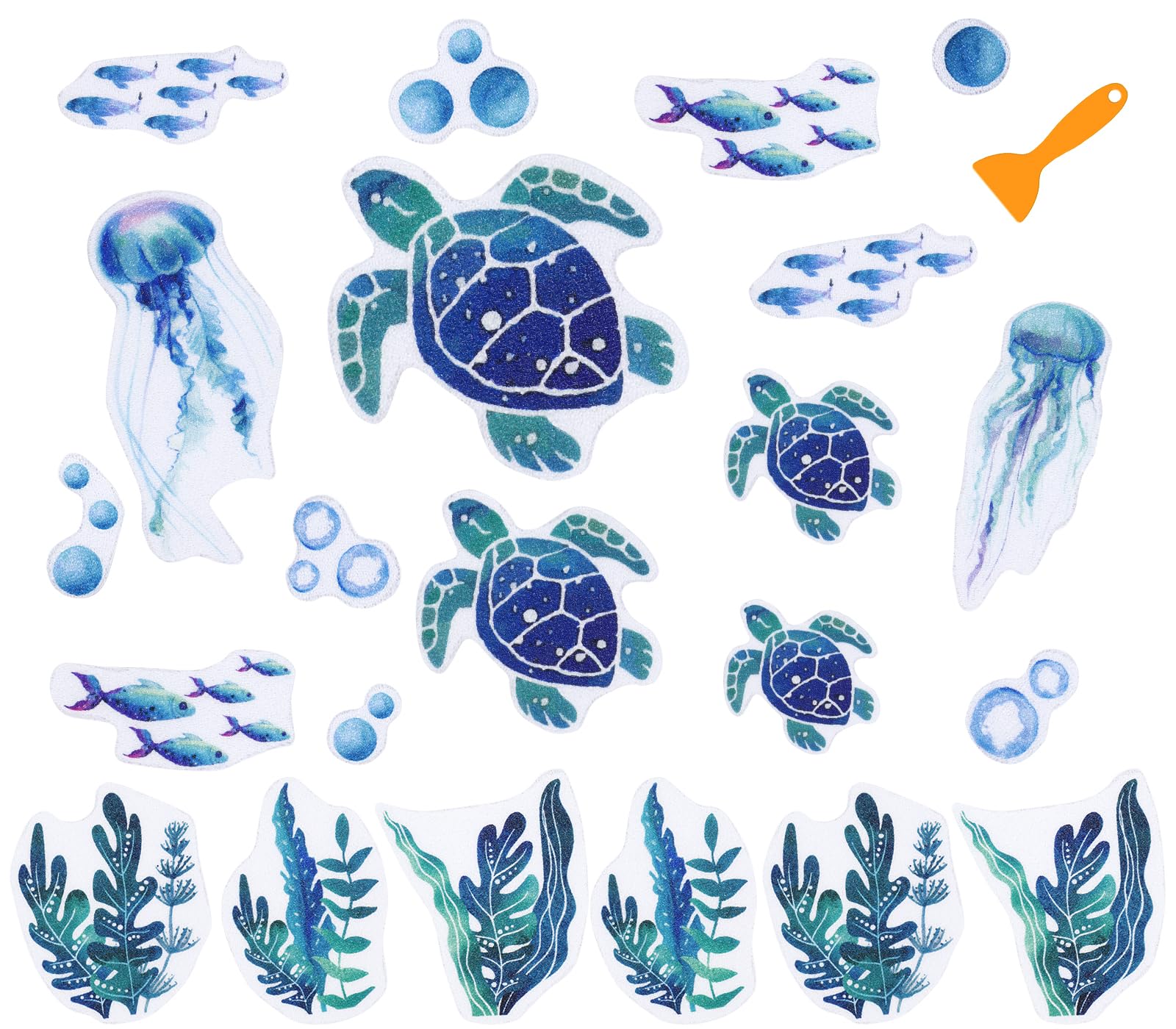 Autocollants antidérapants baignoire bleu dégradé stickers douche anti-glisse