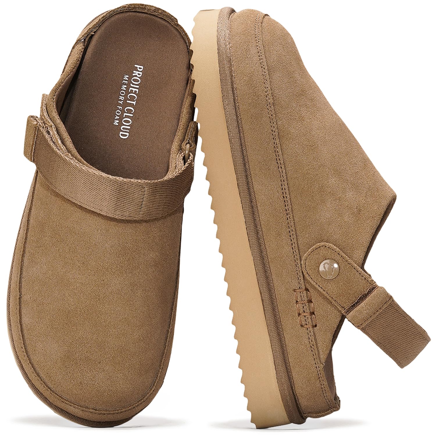 100% Genuine Leather Clogs for Women - Memory Foam Womens Clogs & Mules with Adjustable Straps - Lightweight Platform Shoes Non-Slip Slides (Goldstar)-image-32