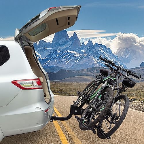 Miniatura 4 de Plataforma montada en enganche de 2 bicicletas, portabicicletas plegable para coches, camiones, SUV, minivans con receptor de enganche de 2 pulgadas