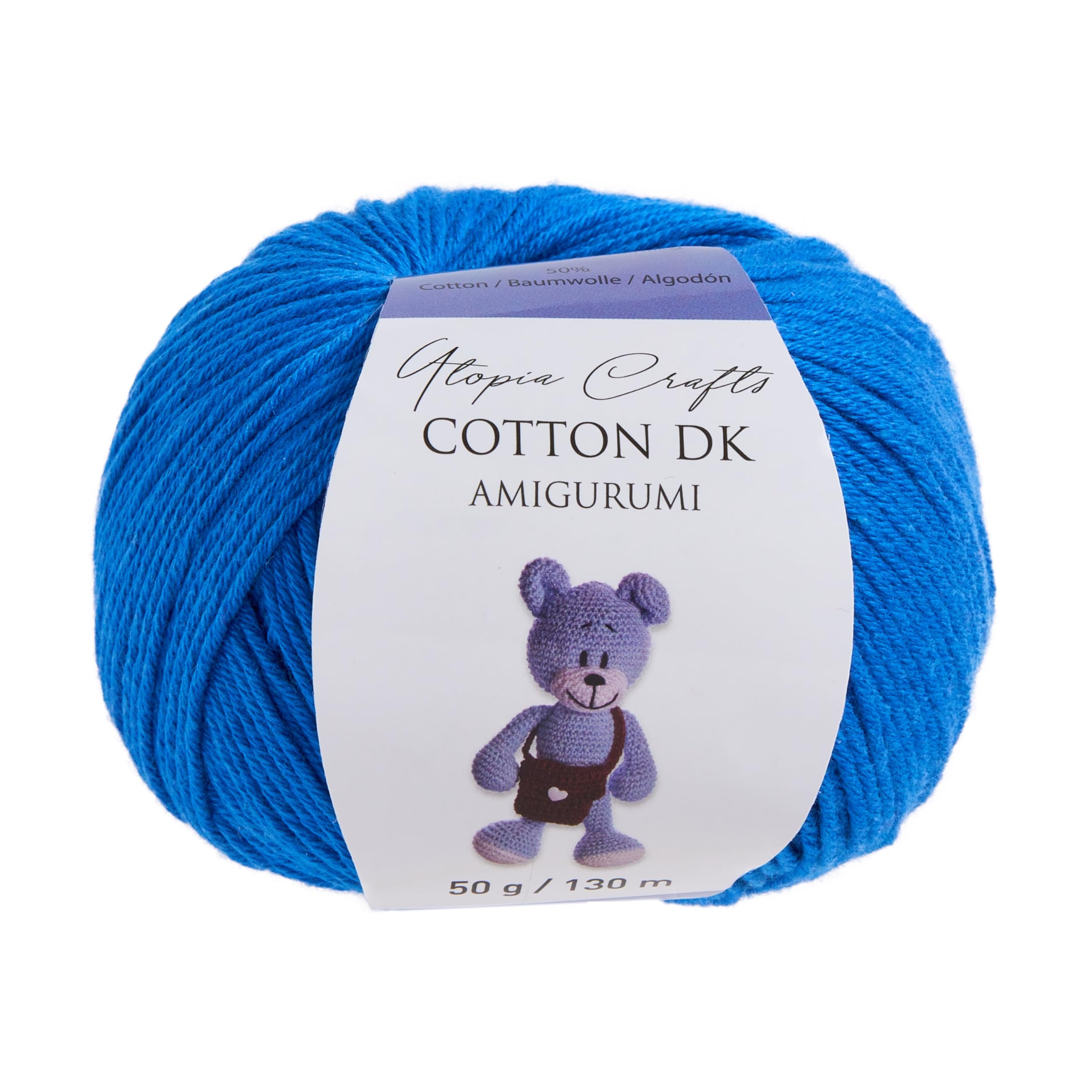 Utopia Crafts Amigurumi Cotton DK Yarn for Crochet and Knitting 50% Cotton, 50% Acrylic Blended, 3X 50g (Strong Blue) - Image 2