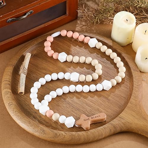 Miniatura 21 de Misdary Rosario de Bebé Regalo de Bautismo de Silicona Dios Bendiga a los Niños Primer Rosario con Cruz Suministros para Fiesta de Bautismo del 1er