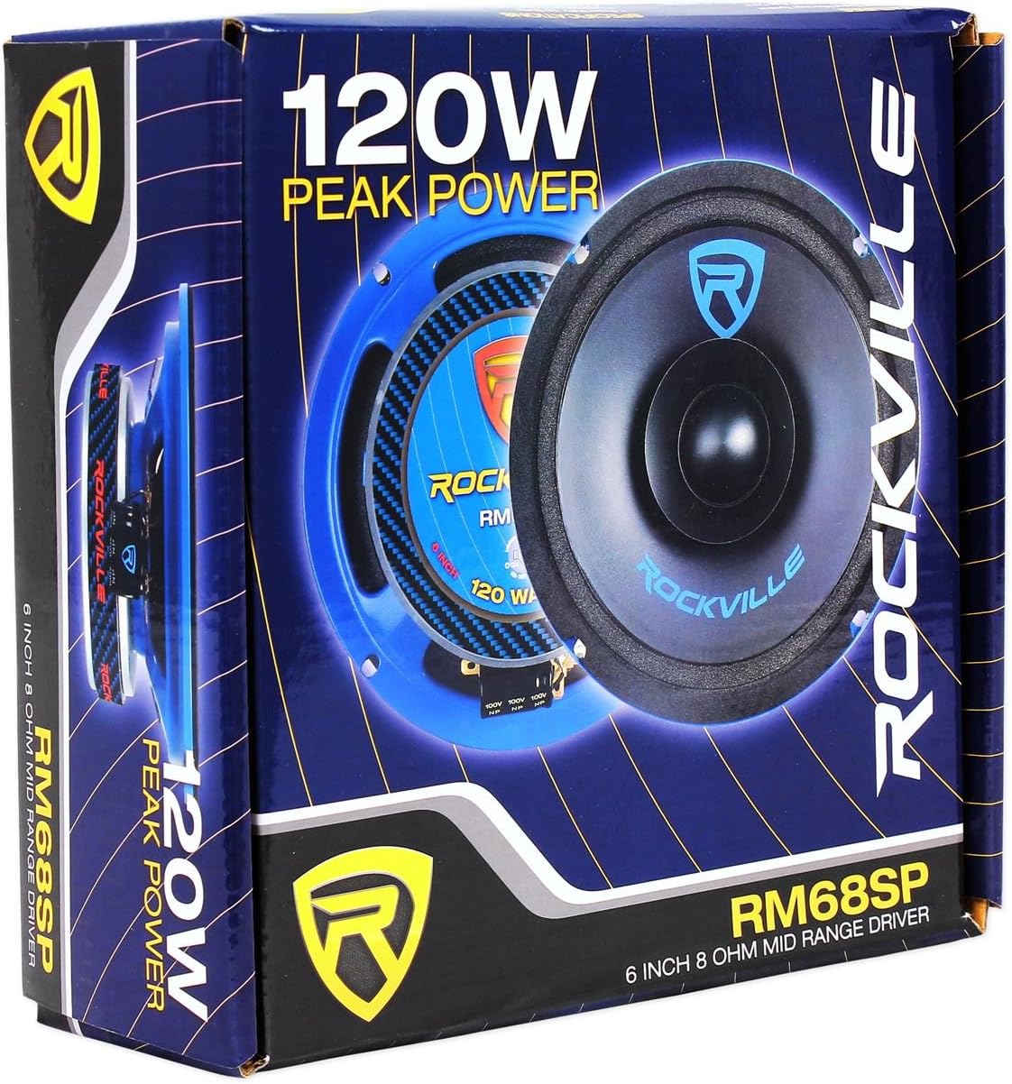 Rockville RM68SP 120-Watt 6.5 in Midrange Car Speaker, 8 Ohm, High SPL, CEA Compliant, for Custom Installs and Competition Builds, 2-Piece