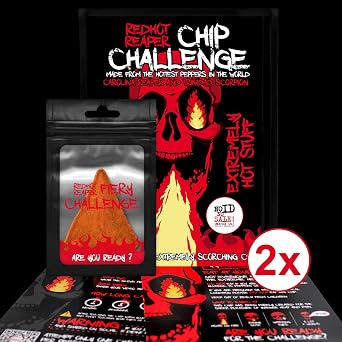 Red Hot Reaper – (2pack) Challenge Hottest Chip – Carolina Reaper Spicy Challenge - Stupidly Spicy Hot Chip