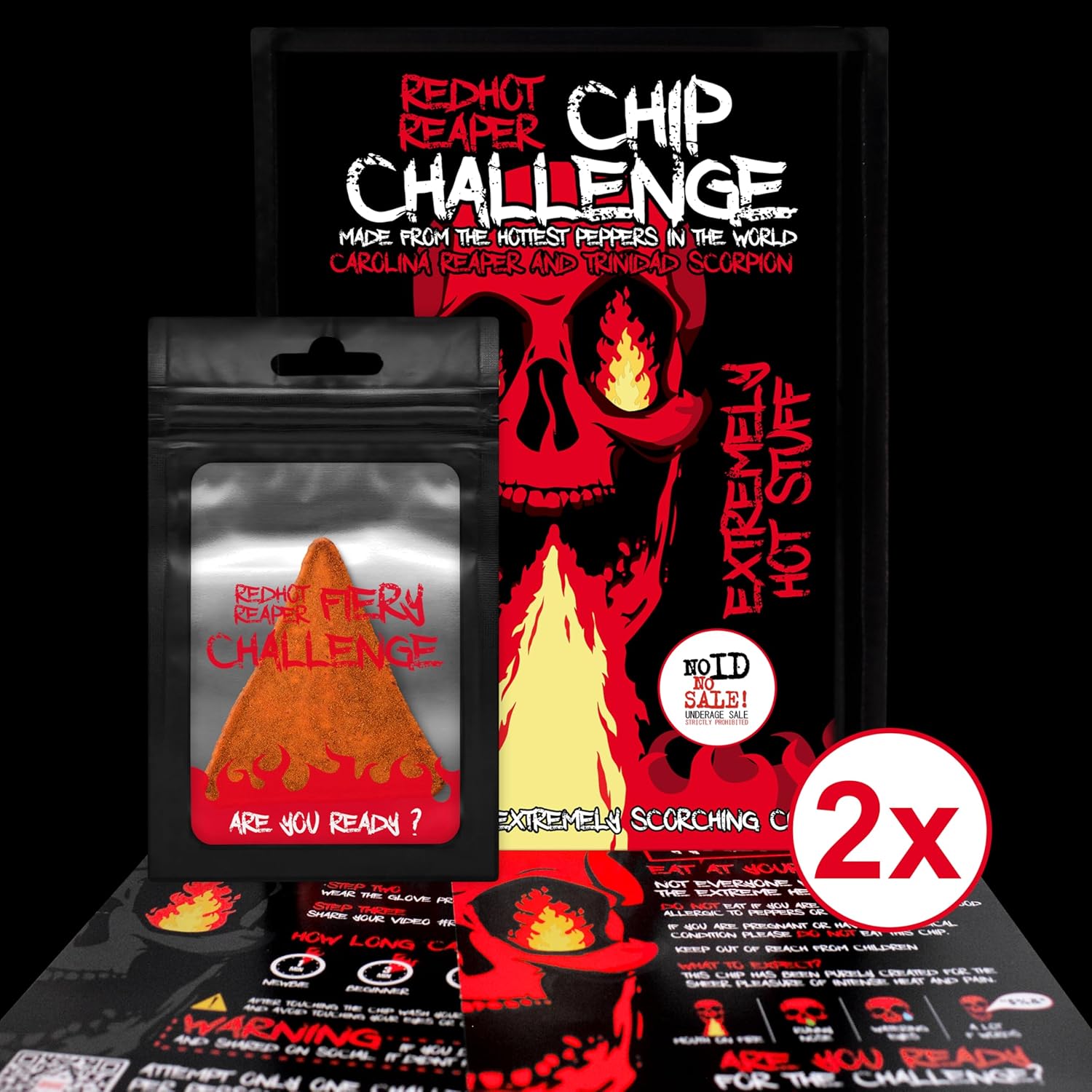 Red Hot Reaper – (2 pack) Chip Challenge Hottest Snack – Carolina Reaper Spicy Challenge - Super Spicy Hot Chip