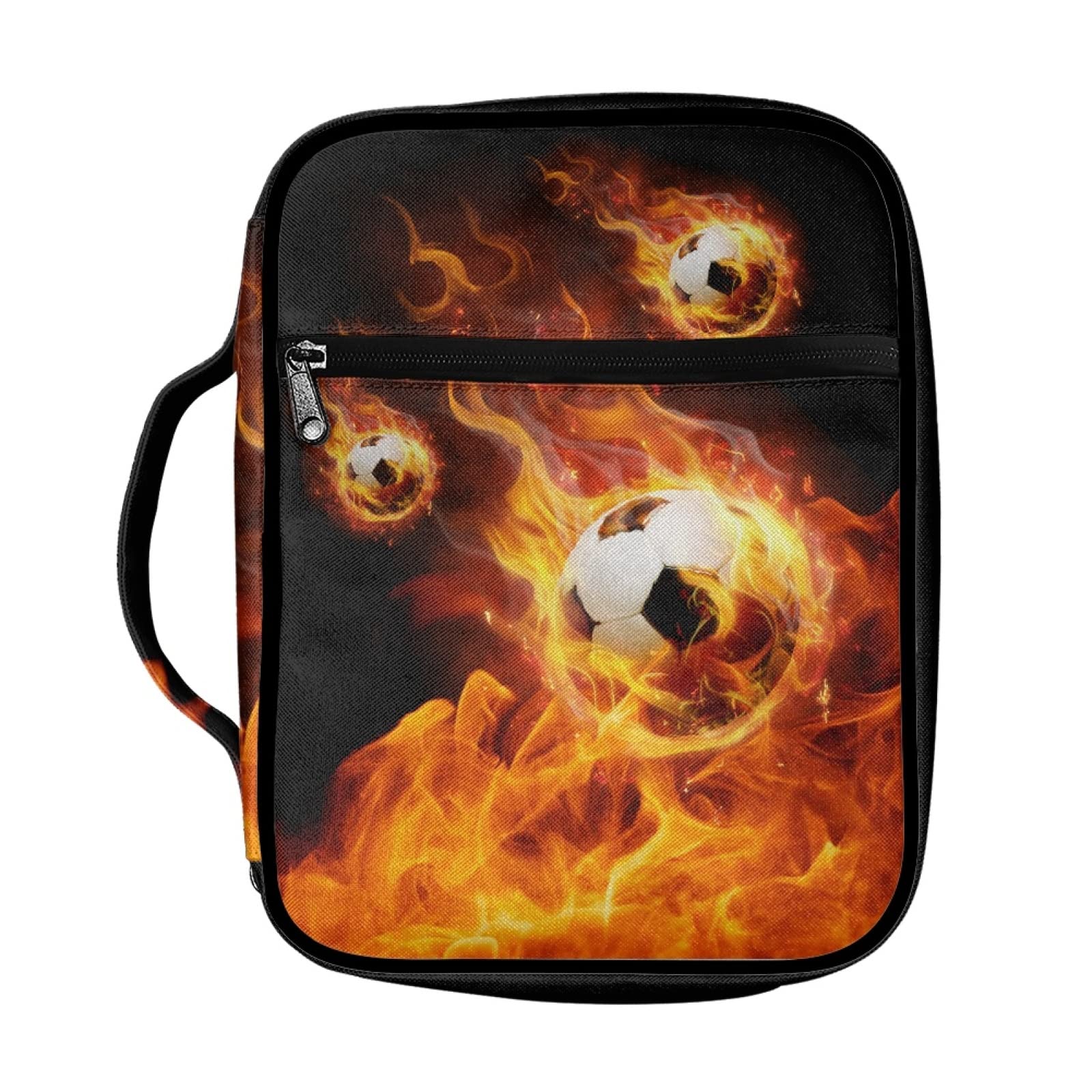 Coldinair Fire Basketball Print Bible Cover for Men Teens Kids Boys,Cool Design Carrying Book Case Church Bag Bible Protective with Handle and Zippered Pockets — image 1
