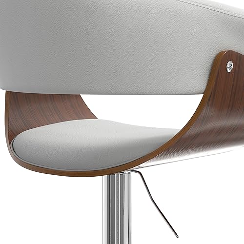 Miniatura 52 de SIMPLIHOME Lowell Taburete de bar giratorio ajustable, silla tapizada de metal de 33 pulgadas de altura del asiento en tela de aspecto de lino gris