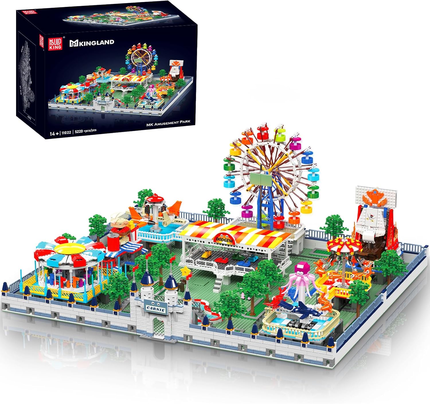 Mould King Large Amusement Park Building Set, MOC Ferris Wheel Model Kit with Motors, Creative Gift for Adults, Engineering STEM Toy for Age 14+/Adult Collections Enthusiasts (5220 PCS)
