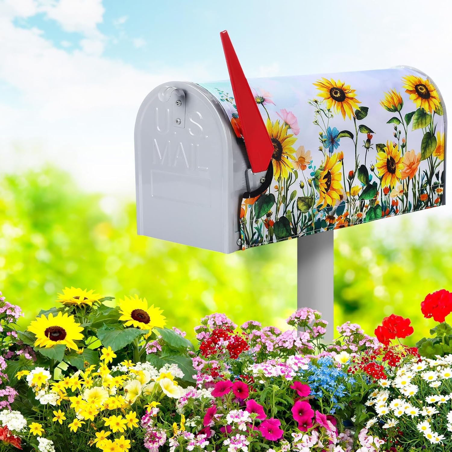 Pickmesh Spring Summer Mailbox Covers Magnetic Standard Size 18 x 21 Inch Flowers Mailbox Wrap Rustic Floral Post Letter Box Cover Wrap Decoration for Garden Yard Outdoor(Watercolor)