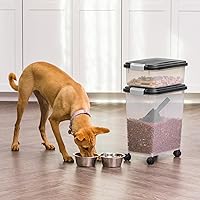 Vista 9 de IRIS USA Contenedor hermético de almacenamiento de comida para perros combinado de 30 libras y 11 libras, caja apilable para premios, cuchara de 2