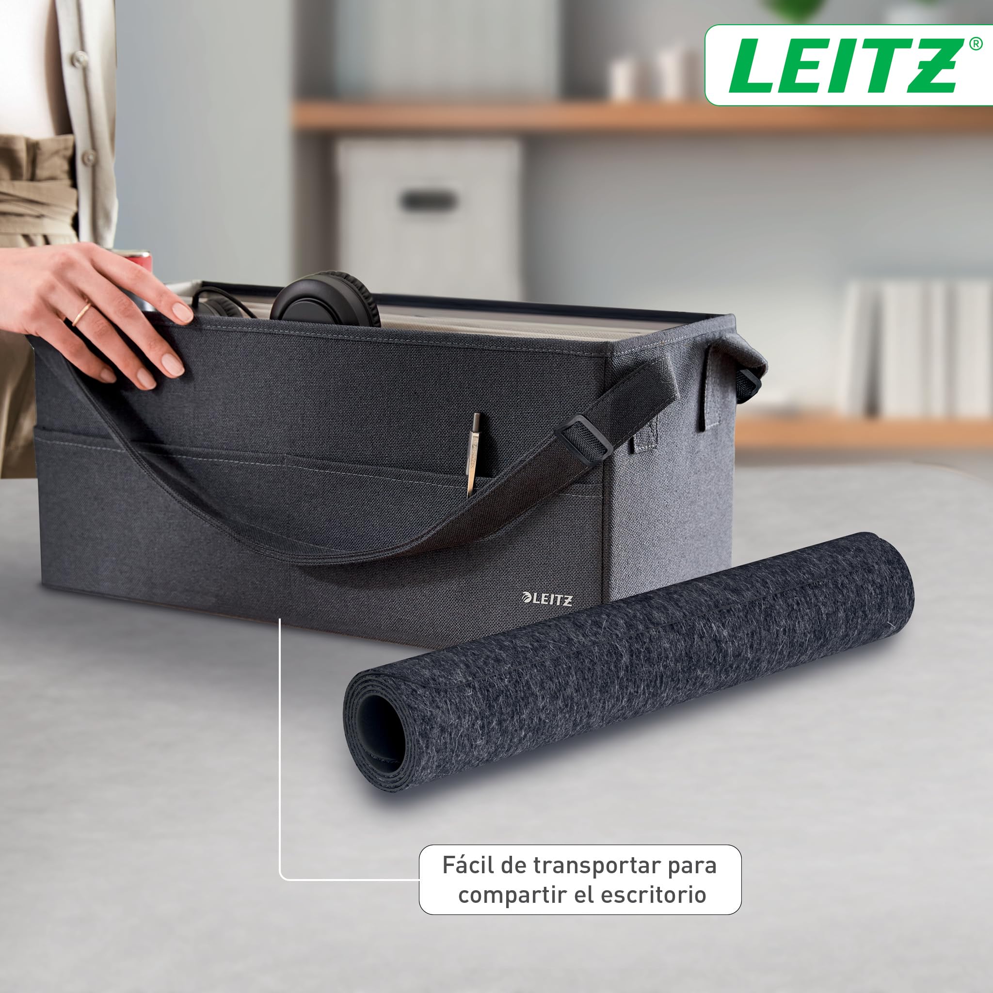 Leitz Alfombrilla de Fieltro Grande para Escritorio - Protector de Fieltro para Escritorio, Antideslizante, Superficie Suave para Teclado y Ratón, Cubre Escritorio de Oficina y Casa (70x36cm, Gris)