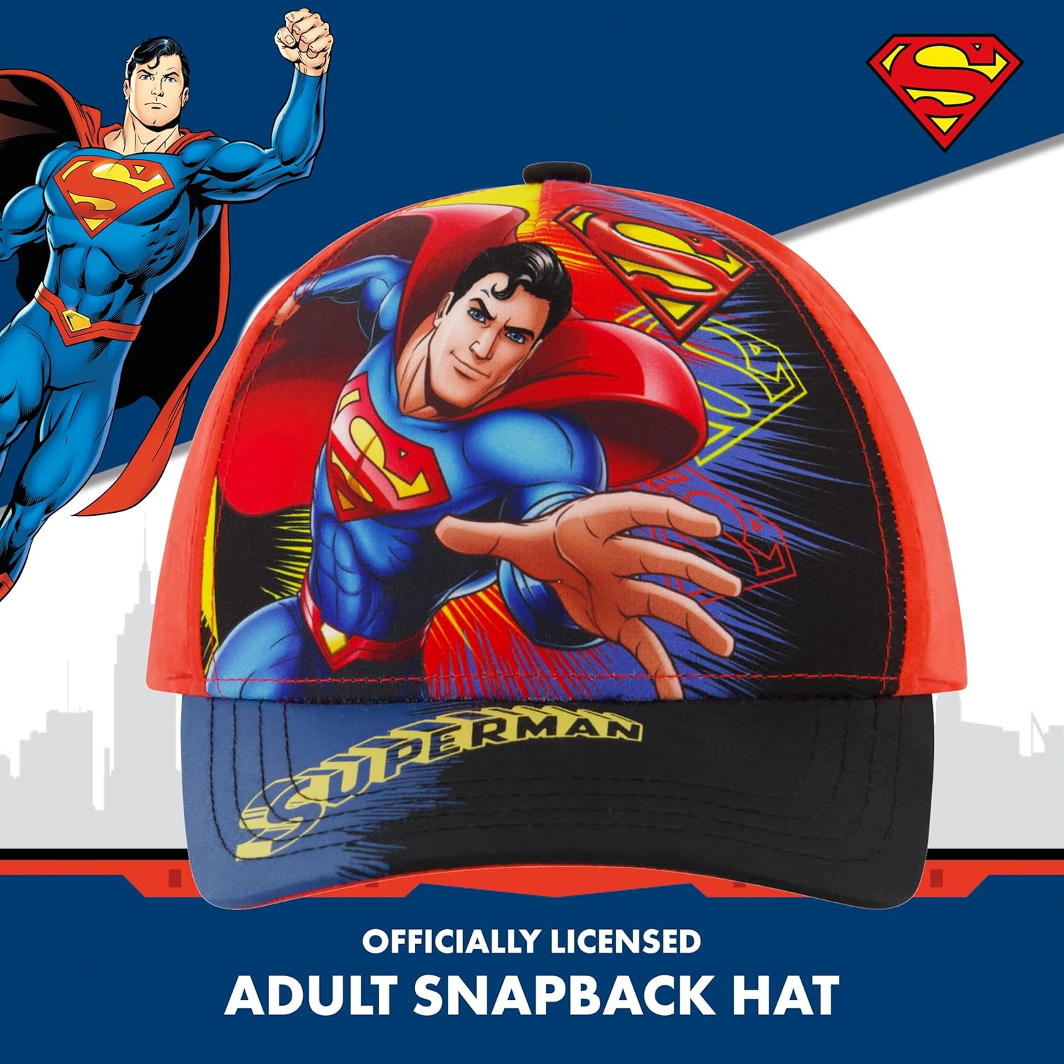 Concept One Boys DC Comics Superman Baseball Cap, Kids Adjustable Snapback Hat with Curved Brim for Boys - Image 2