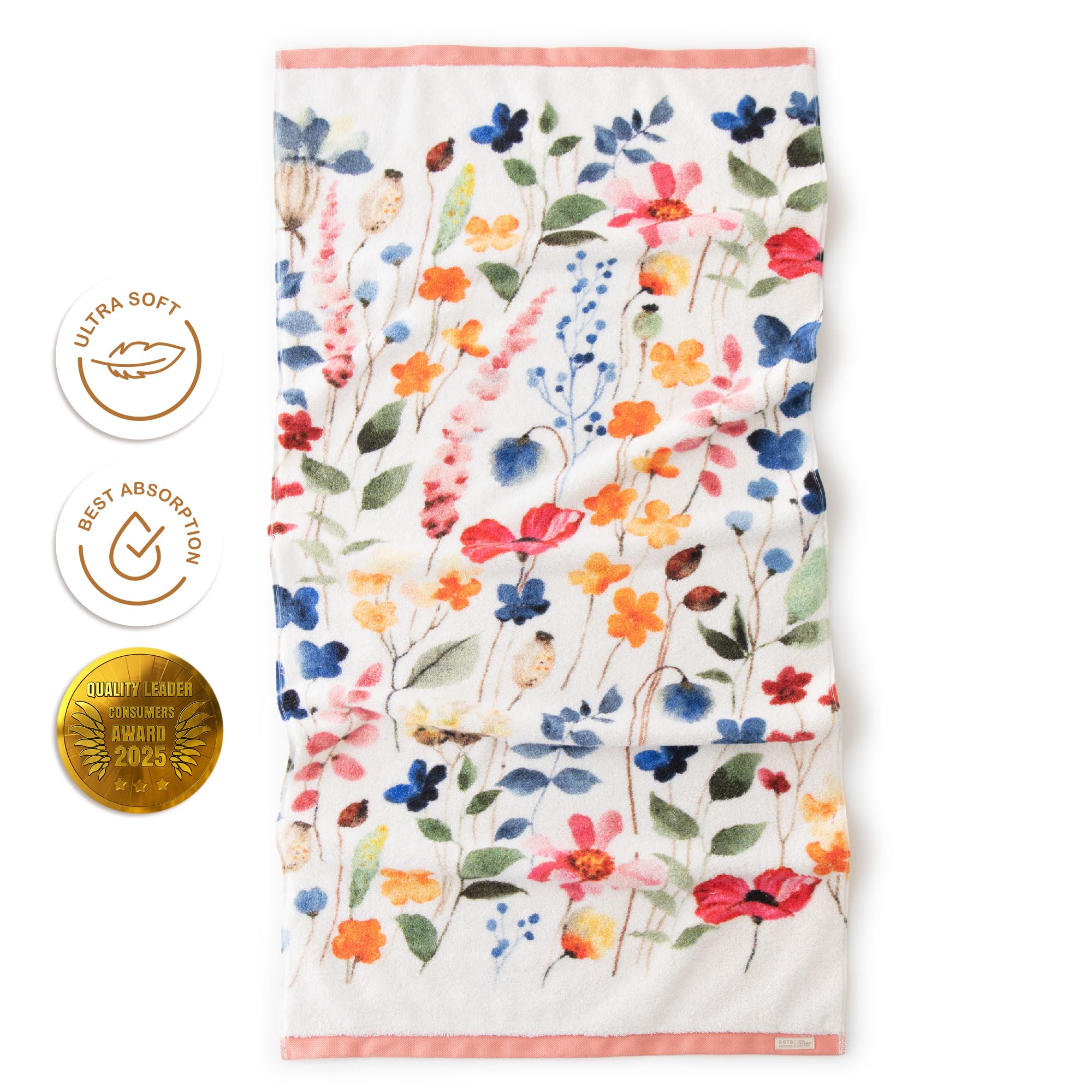 ZWOLTEX - Handtücher Premium Art Design - Meadow, Groß Bedrucktes Handtuch 70x140 cm, Badehandtuch aus 100% Organic Baumwolle 650g mit GOTS-Zertifikat, Weich und Saugfähig Towel