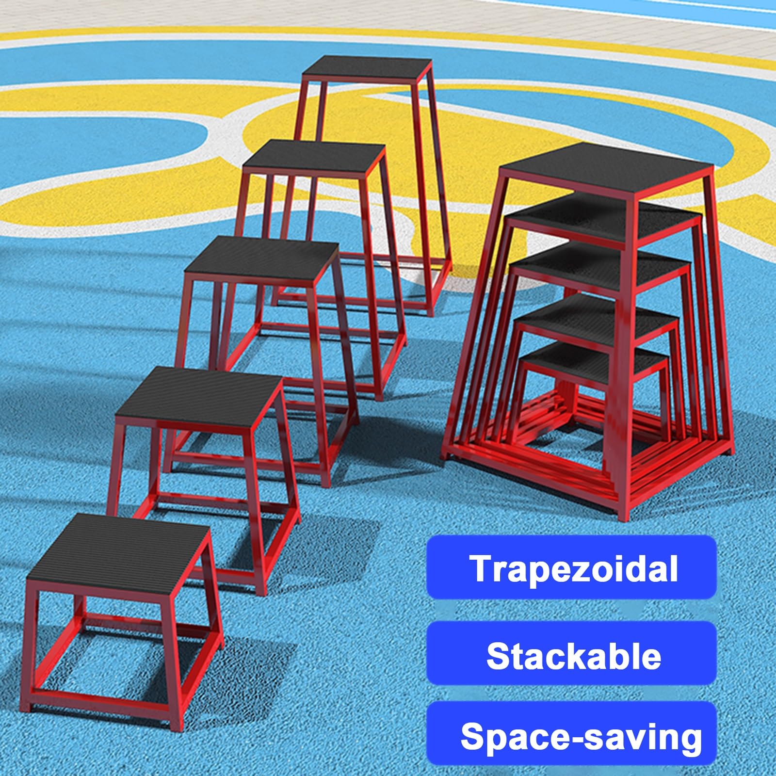 Salti pliometrici resistenti per palestra domestica, piattaforma di allenamento trapezoidale con superficie antiscivolo; capacità di peso 299,4 kg