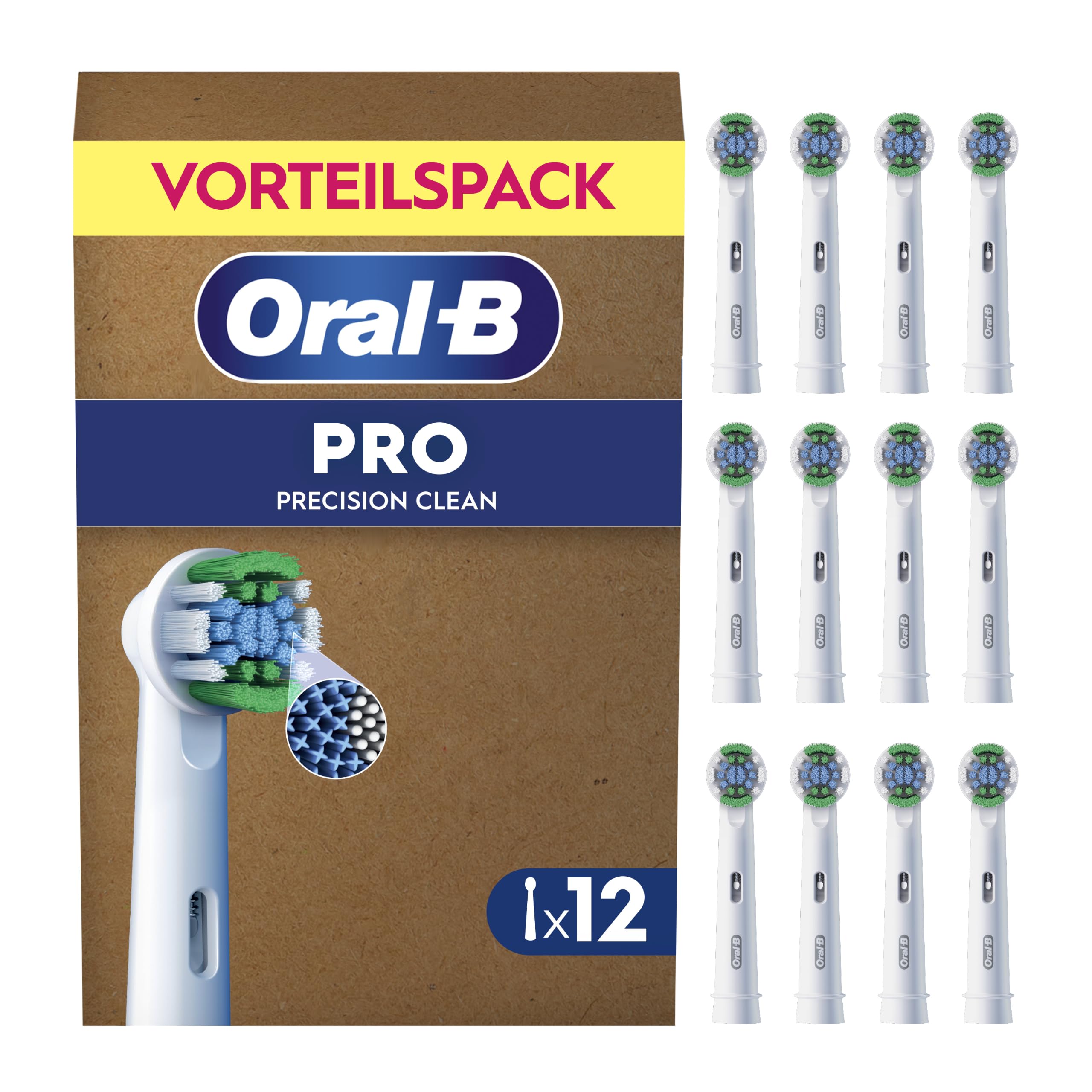 Oral-B Aufsteckbürsten PRO Precision Clean, Weiß, 12 Stück | Original Zahnbürstenaufsatz für Elektrische Zahnbürste, Zahnreinigung für täglich frischen Atem