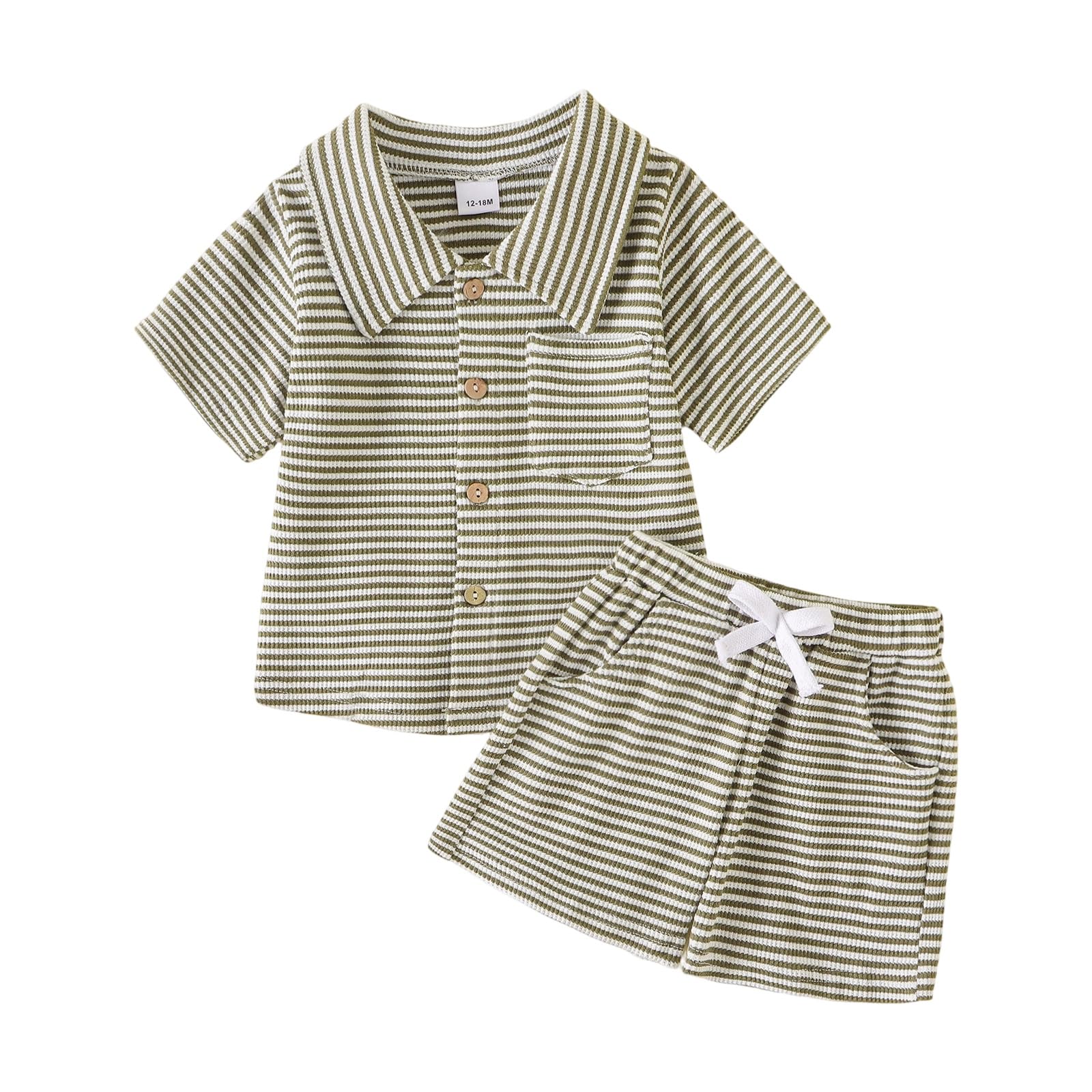 Toddler Boy Clothes Baby Summer Outfit Striped Shirt Shorts 1-5T