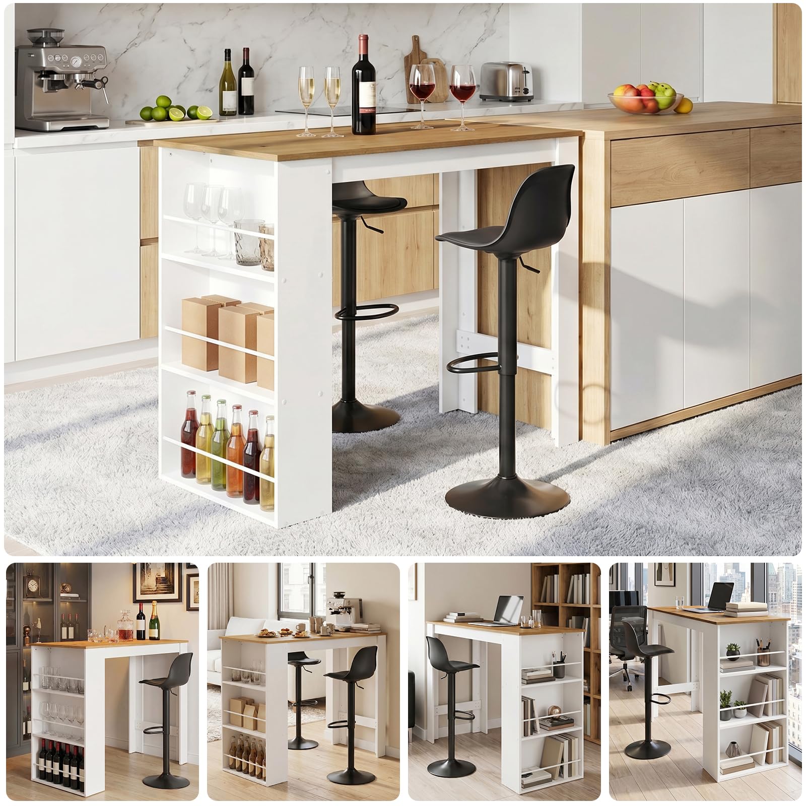 Set tavolo bar e sgabelli: rovere scuro + sgabello girevole