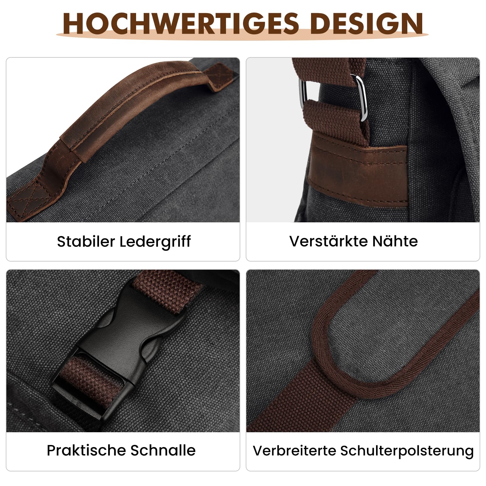 S-ZONE Herren Umhängetasche 17,3 Inch Übergröße Messenger Bag Canvas Laptoptasche Aktentasche Schultertasche Arbeitstasche mit Gepäckfach