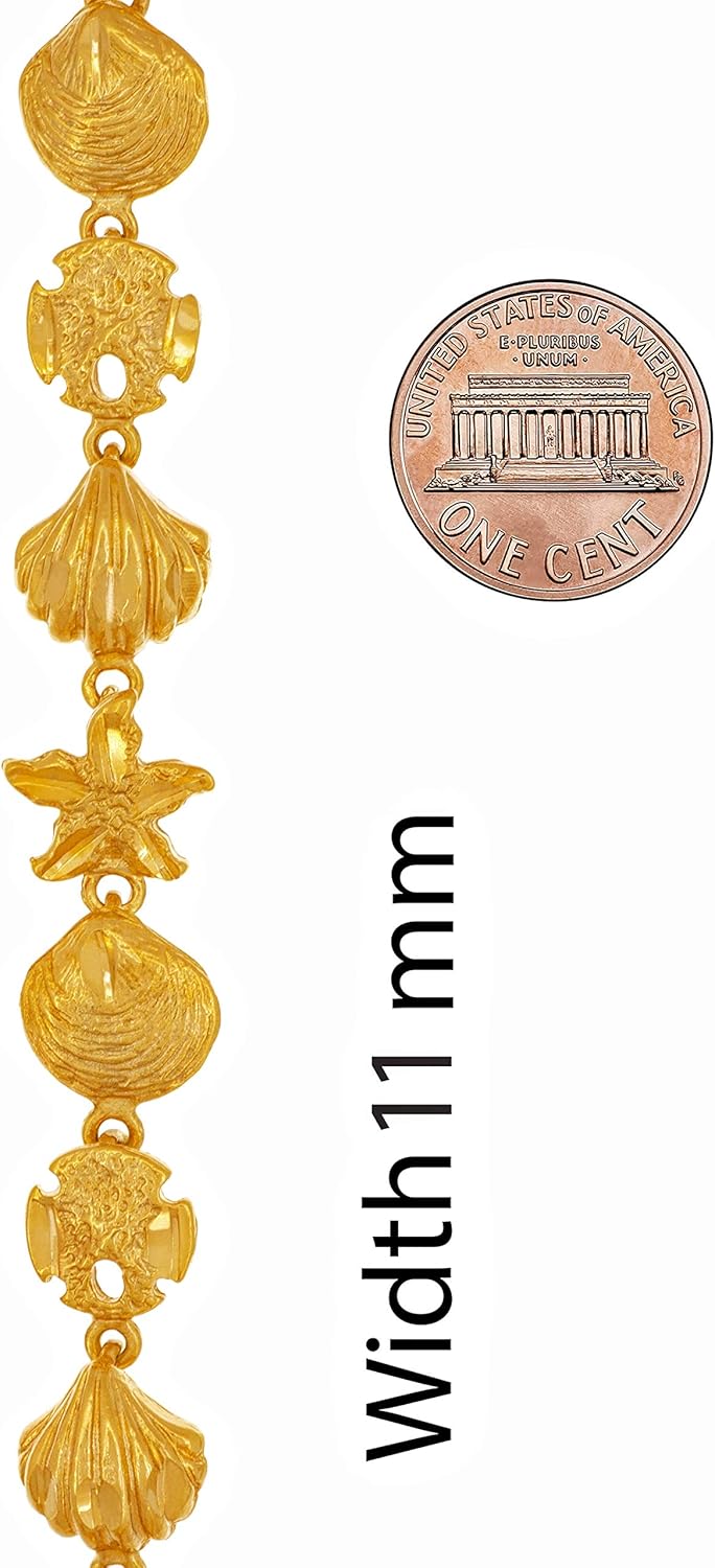 LIFETIME JEWELRY Womens Gold Bracelet 24k Real Gold Plated Diamond Cut Beach Charm Bracelets