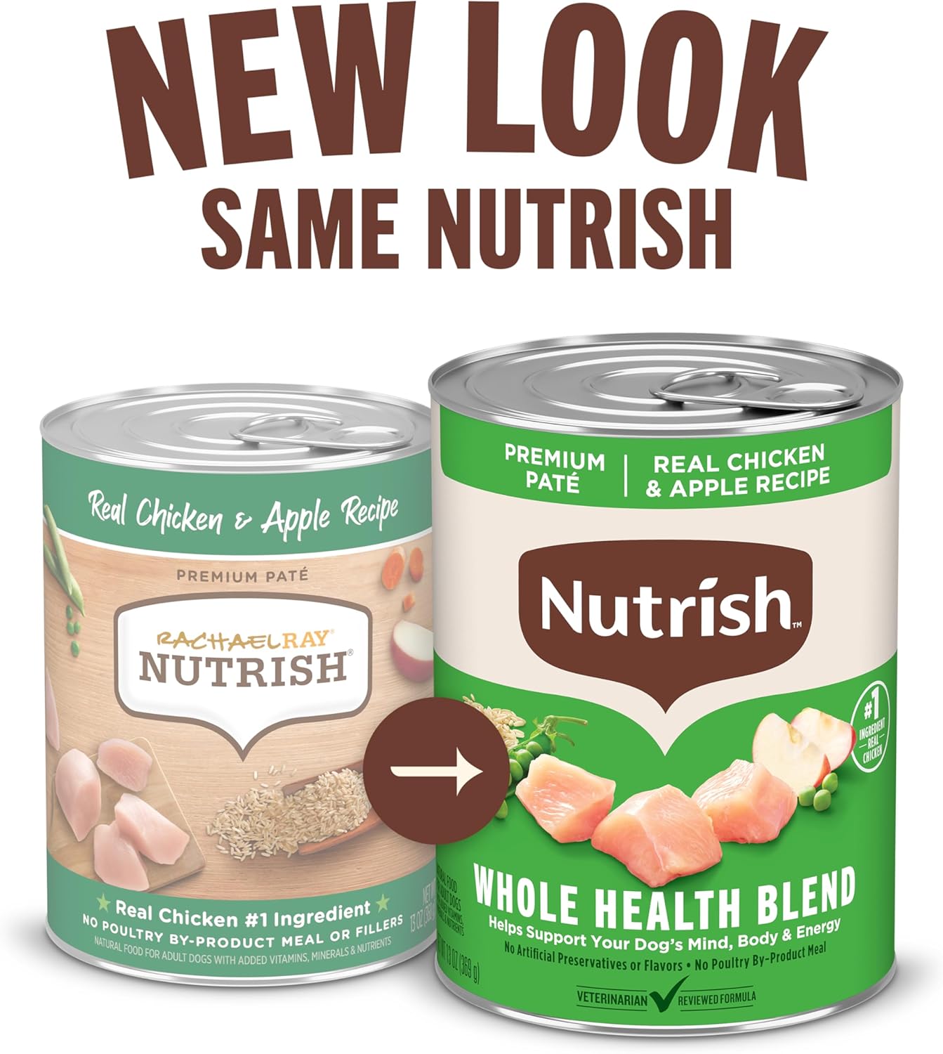 Nutrish Premium Paté Wet Dog Food, Real Chicken & Apple Recipe Whole Health Blend, 13 oz. Can, 12 Count (Rachael Ray) - Image 2
