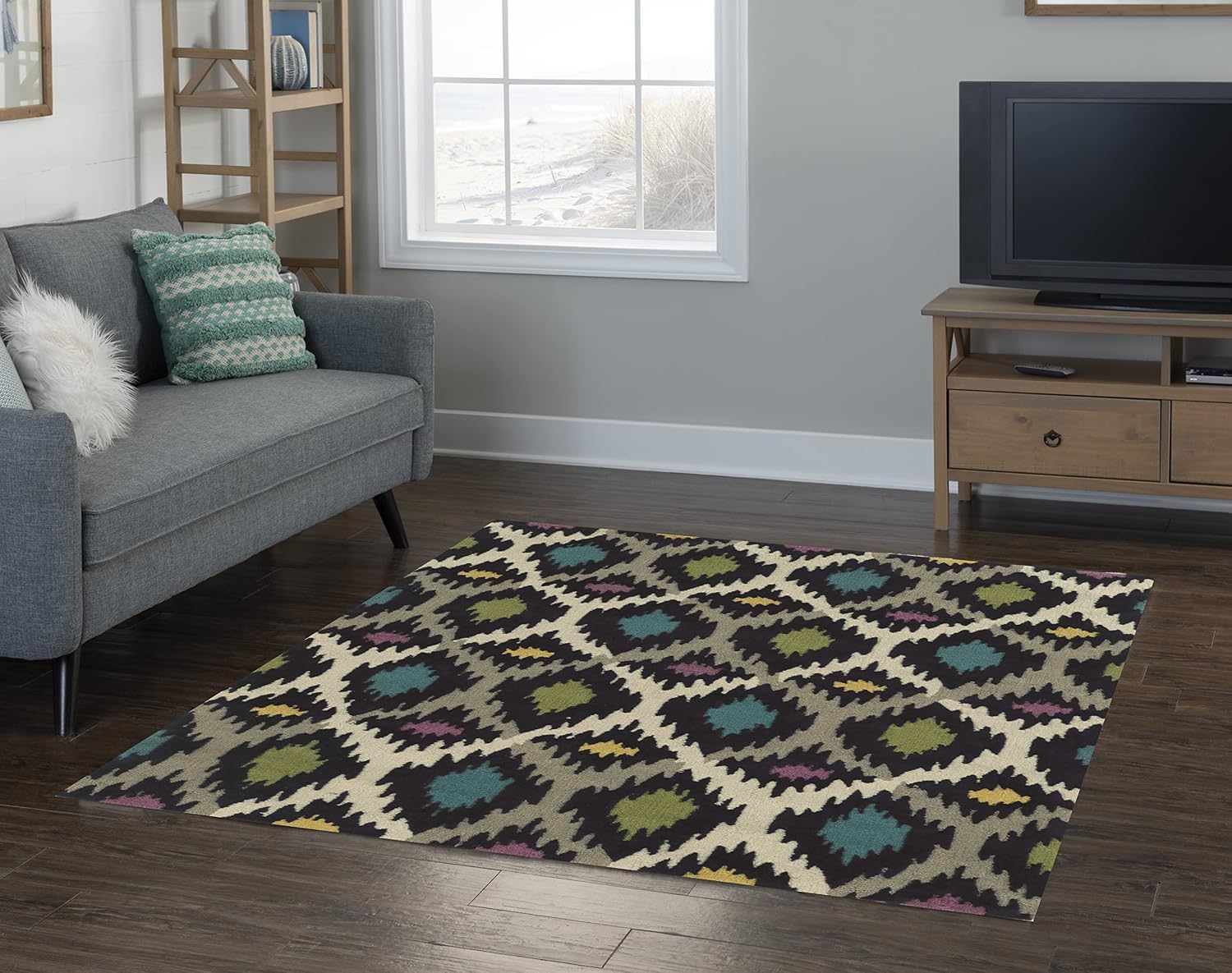 Linon RUG-TAF0357 Trio Collection, Gray, 5 x 7