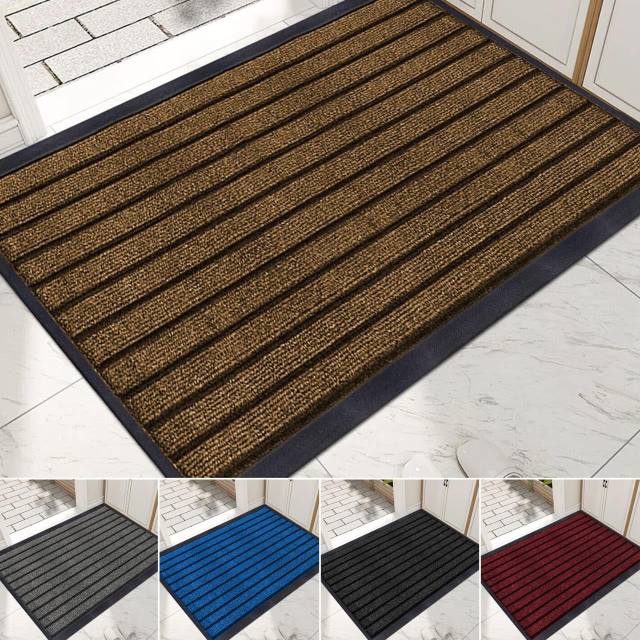 Milosc New Stripe Design Washable Non Slip Door mat Barrier Mats For Indoor & Outdoor Home Hallway Commercial Mat Entrance Mats Rubber Mats Large Kitchen Mats Small Entrance Mat โ image 1
