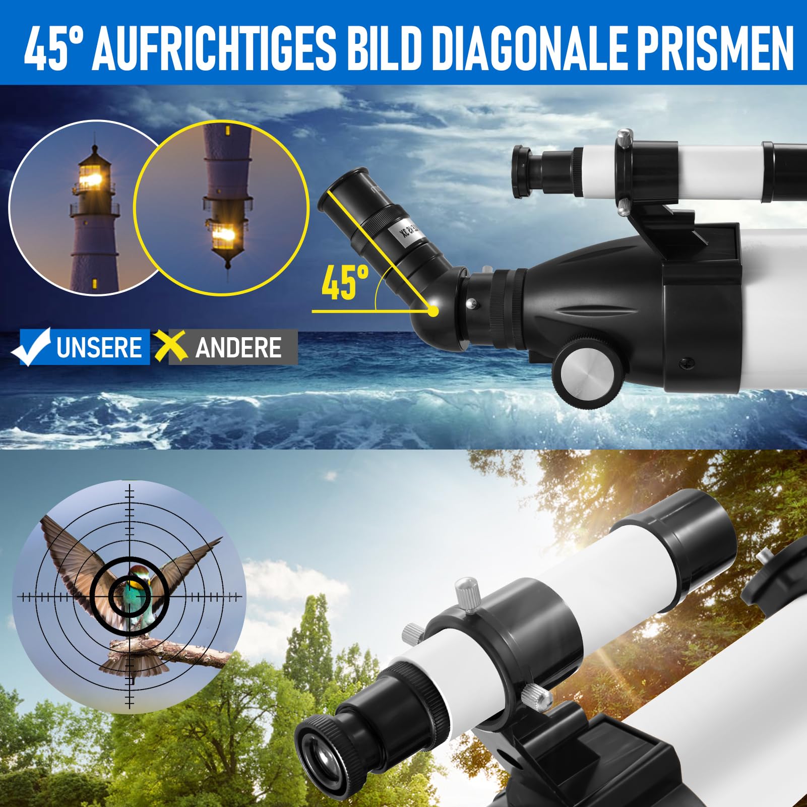Telescopio astronómico para adultos, apertura de 90 mm, 900 mm, con visor de telescopio, para principiantes y niños, trípode astronómico