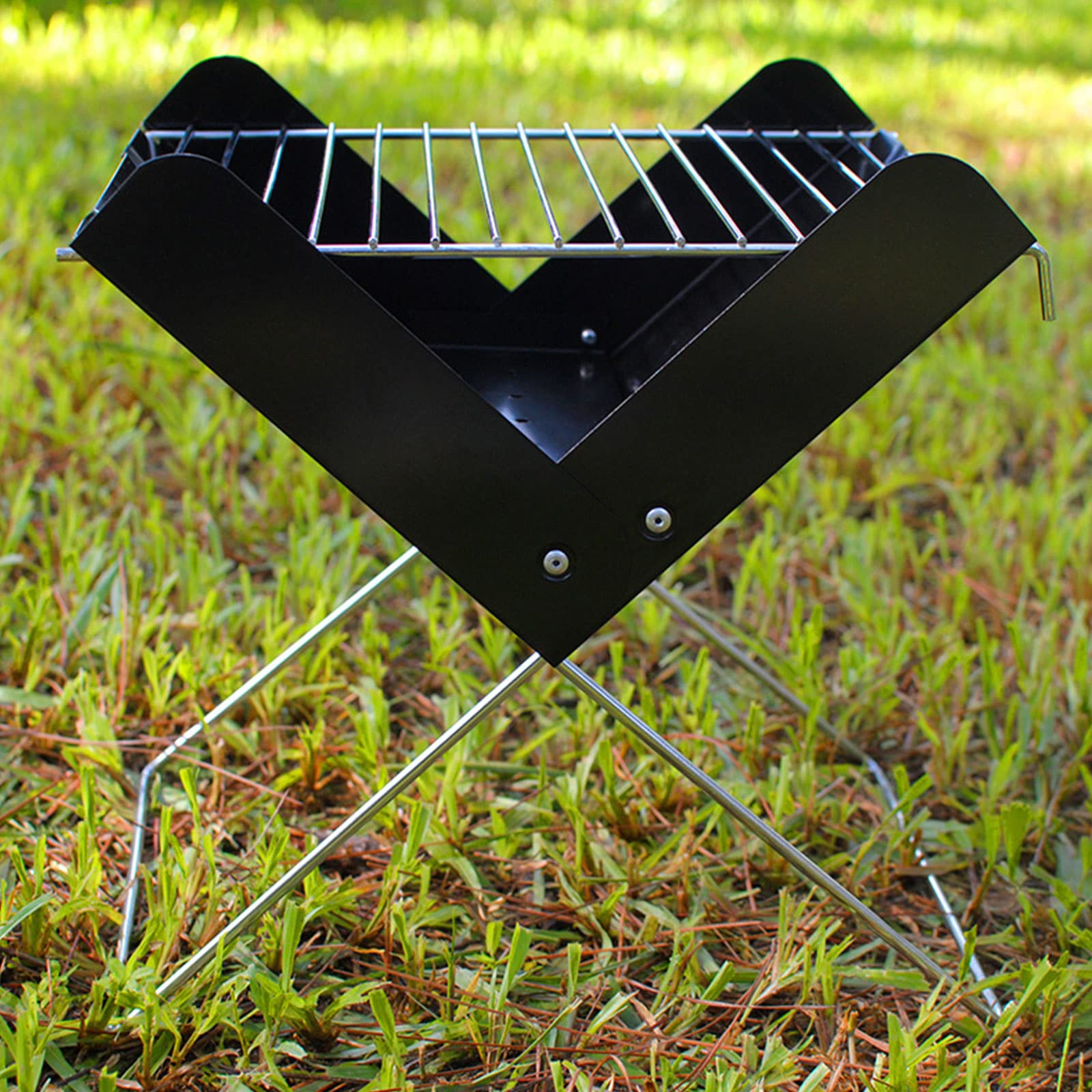 Griglia a Carbone Portatile Pieghevole per Barbecue, Barbecue da Tavolo Barbecue da Esterno in Acciaio Inossidabile per Fumatori per Cucinare all'aperto, Campeggio, Picnic, Spiaggia