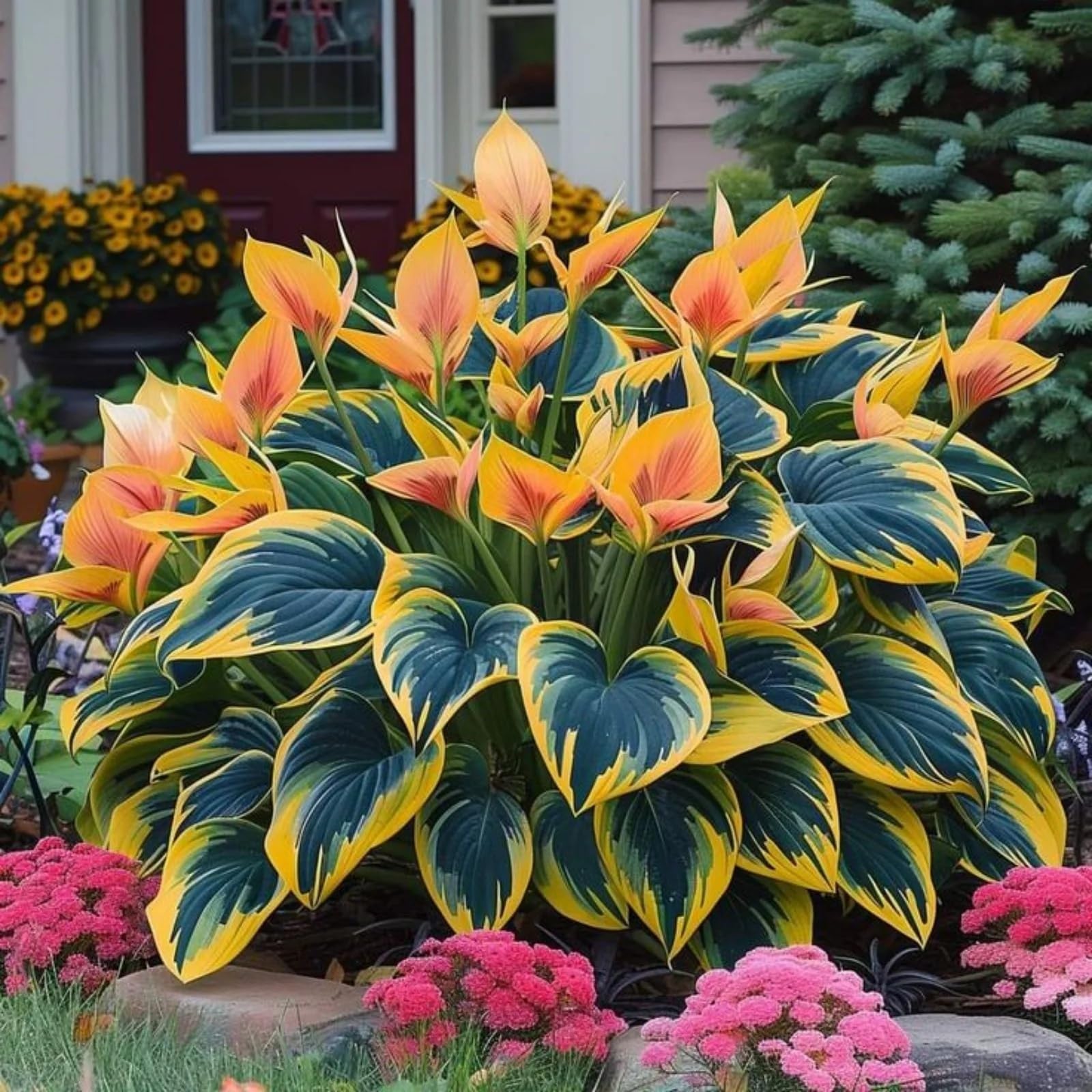 Excellent Hostas Bulbs for Planting Now UK Natural Organic Greening Good for Containers Display Plant Professional Ornamental Easy Plant Perennial-4Bulbs-A