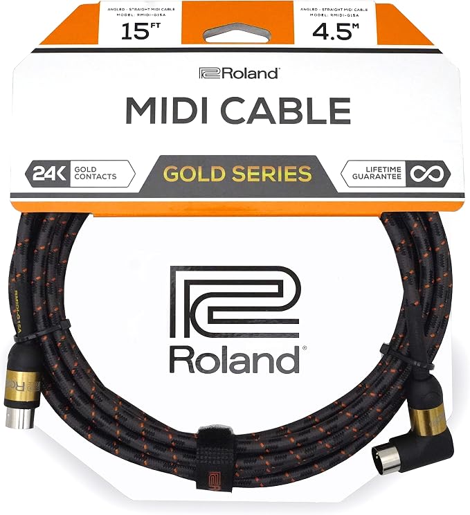 Câble MIDI Roland RMIDI-G5A - 1.5m, Connecteurs Dorés, Blindage Haute Densité, Garantie à Vie