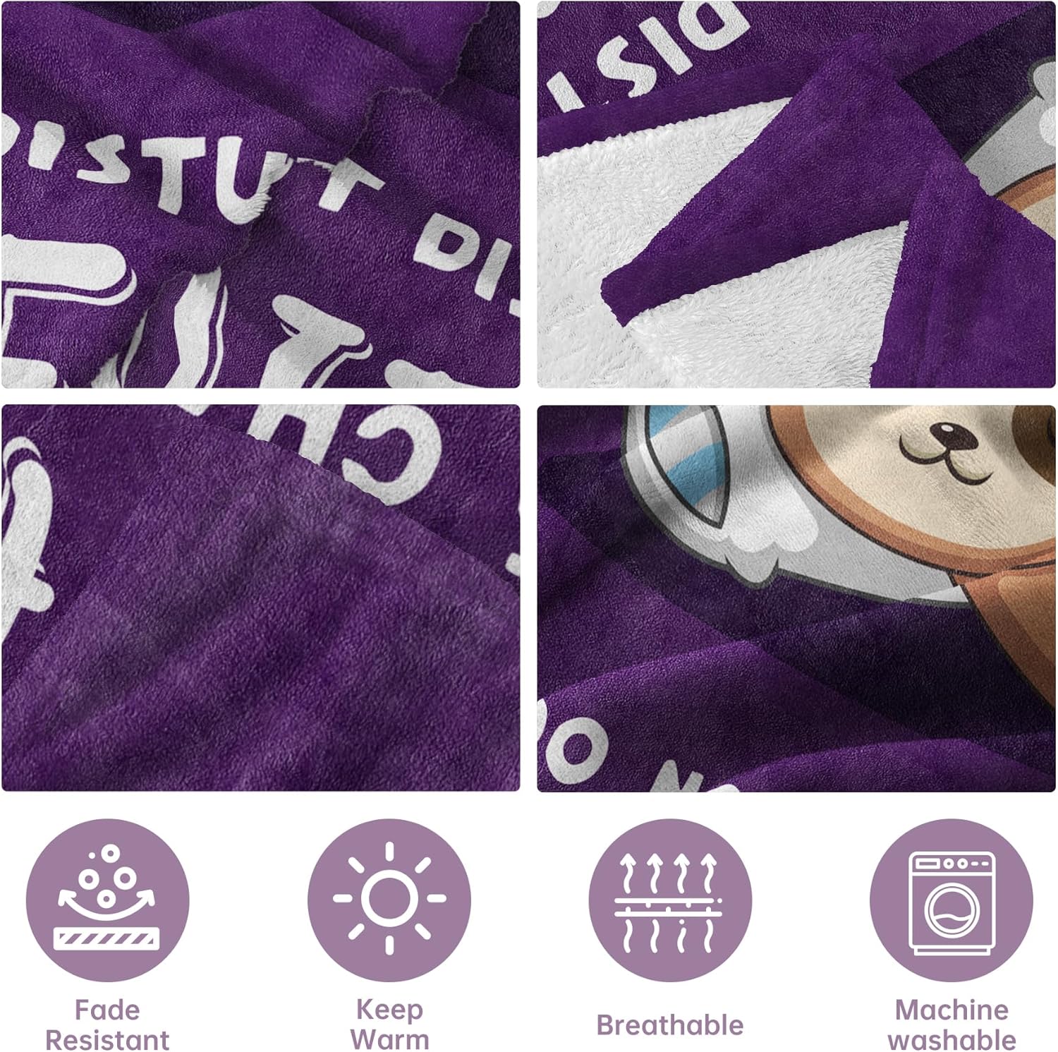 Funny Gifts for Wife Valentines Day, Anniversary Wedding Gifts for Wife, Wifey is Charging Sloth Blanket, Birthday Gift for Wifey from Husband, Gift for Her Christmas 60" x 50", Purple - Image 4