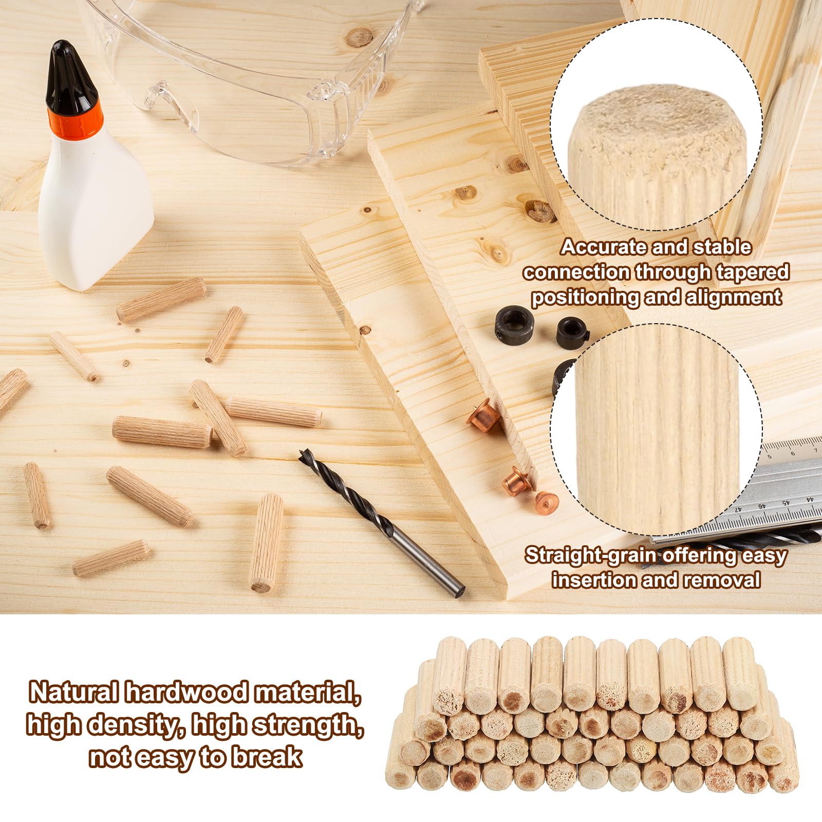 PATIKIL 1/2" x 2-3/8"(12 x 60mm) Wood Dowel Pins - Image 3