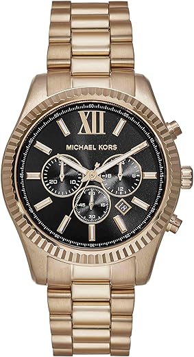 Michael Kors Stainless Steel Analog Black Dial Men Watch-Mk9155, Gold Band