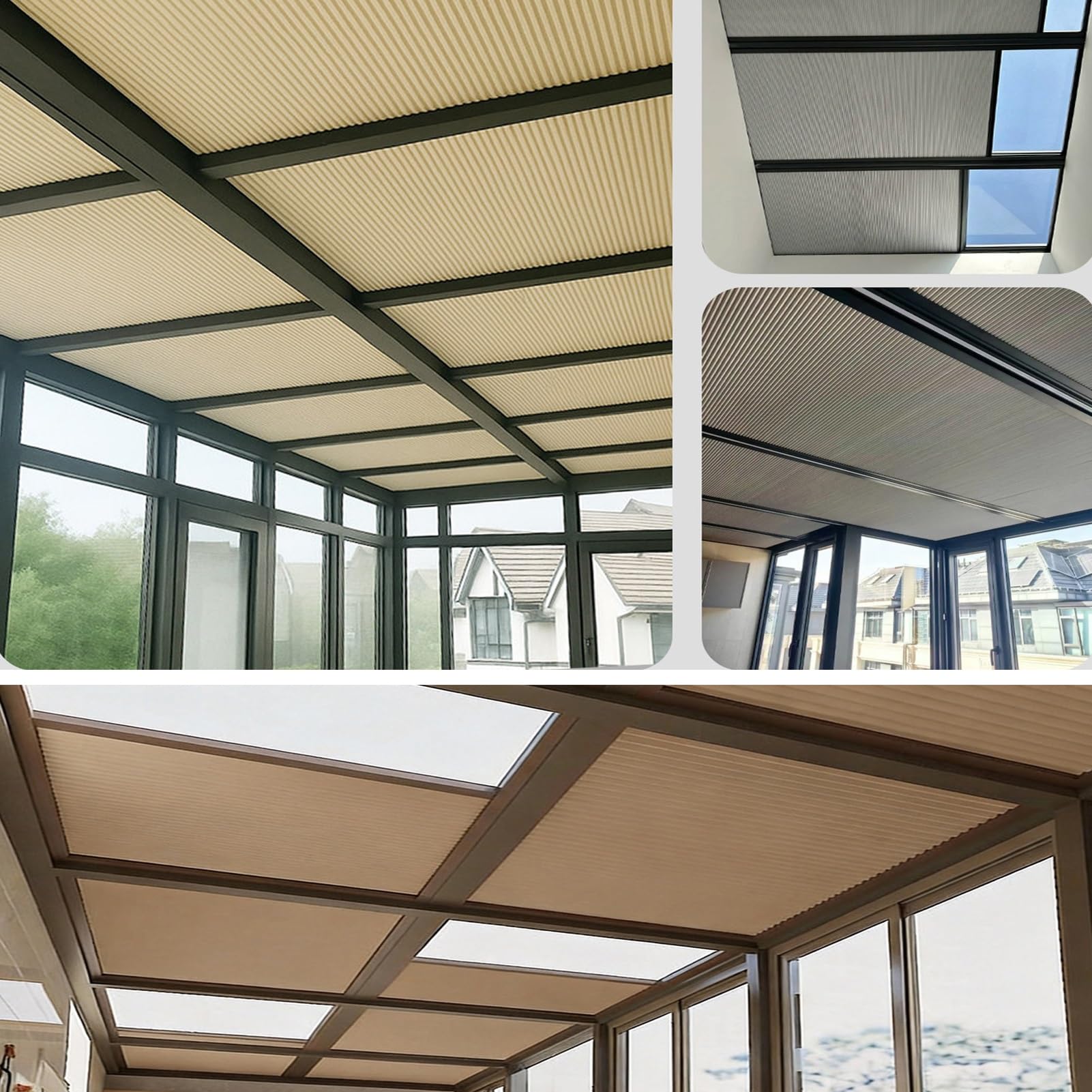 98% Verdunkelung Oberlichtschirme, manuelle Push-Pull Fensterrollen mit Verlängerungsstange für Dachgleitglas, energiesparender Wärmedämmvorhang, benutzerdefinierte Passform für Schlafzimmer Wohnzimme