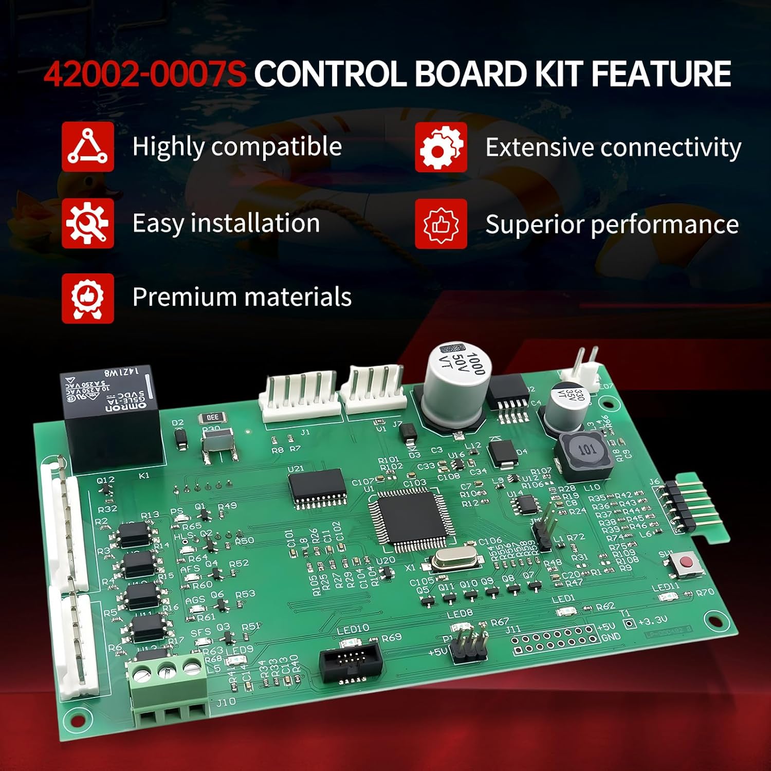 42002-0007S Control Board Kit with 472610Z Switch Pad Compatible with Pentair MasterTemp 250/300/400 Sta-Rite Max-E-Therm NA SR400/SR333/SR200 and LP Series Pool/Spa Heater