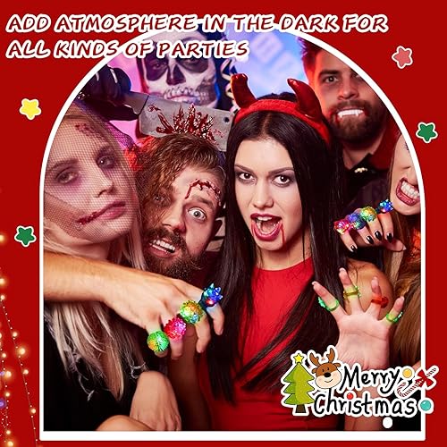 Miniatura 7 de Leyndo 150 anillos de luz LED, recuerdos de fiesta, anillos que brillan en la oscuridad, anillos de goma de gelatina con baches para niños,
