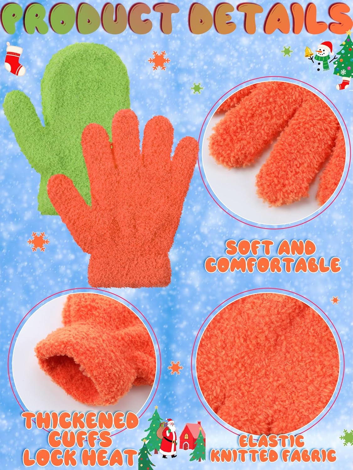 SATINIOR 6 Pairs Kids Toddler Knitted Gloves Winter Warm Stretchy Mittens Soft Lightweight Mittens for Boys and Girls - Image 5