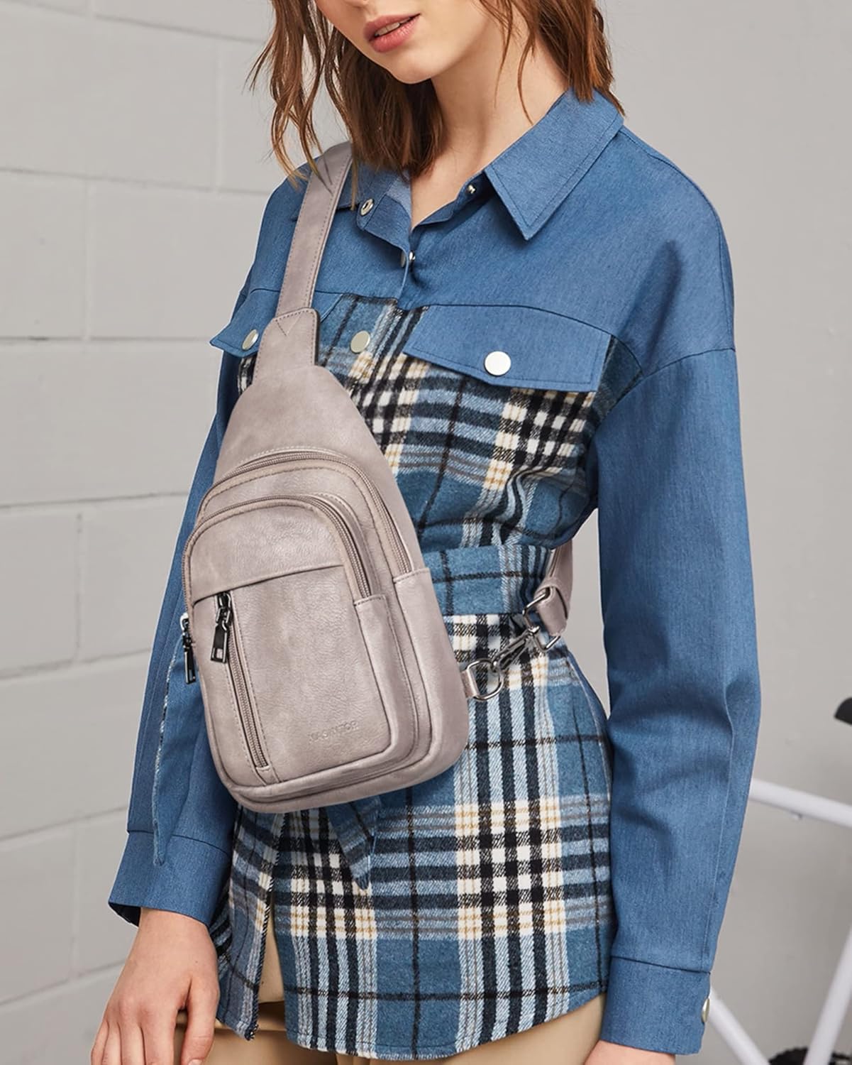 MASINTOR Sling Bag for Women - Crossbody Bags Fanny Pack with Vegan Leather - Adjustable Sling Backack for Travel - Image 2