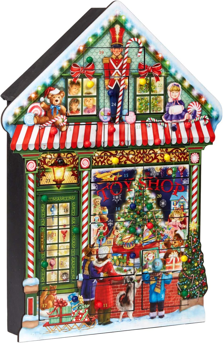 Vermont Christmas Company Toy Shop Wooden Advent Calendar - Countdown to Christmas Year After Year with this Family Heirloom - 15" x 20"