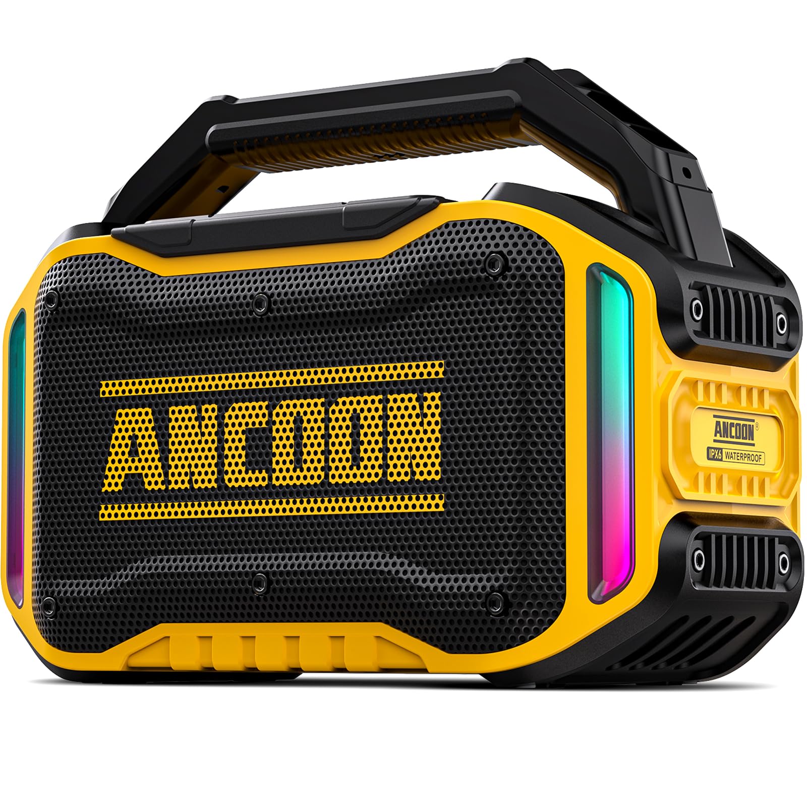 ANCOON Speakers Bluetooth Wireless: 80W(Peak) Loud Speaker with Bass, 20H Playtime, IPX6 Waterproof, Large Jobsite Speakers for Work, Outdoor, Workshop, Garage, Portable Speaker with Subwoofer&TWS